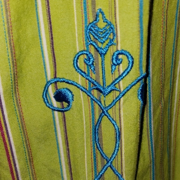Wrangler Green striped embroidery western top - Picture 6 of 8
